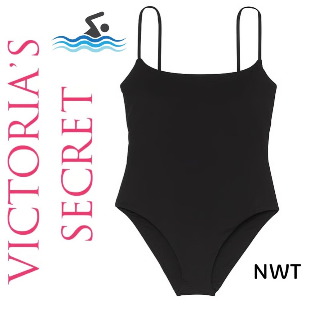 Victoria's Secret Black Scoop Neck Swimsuit Medium